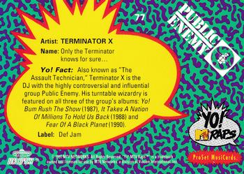 1991 Pro Set Yo! MTV Raps #77 Terminator X Back