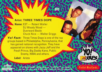 1991 Pro Set Yo! MTV Raps #80 Three Times Dope Back