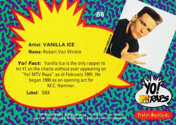 1991 Pro Set Yo! MTV Raps #86 Vanilla Ice Back