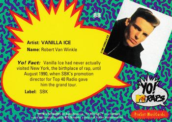 1991 Pro Set Yo! MTV Raps #88 Vanilla Ice Back