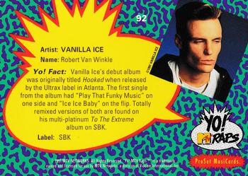1991 Pro Set Yo! MTV Raps #92 Vanilla Ice Back