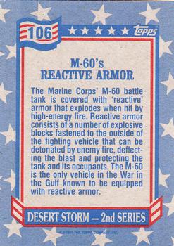 1991 Topps Desert Storm #106 M-60's Reactive Armor Back
