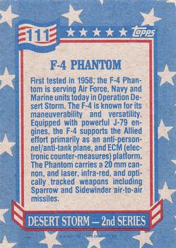 1991 Topps Desert Storm #111 F-4 Phantom Back