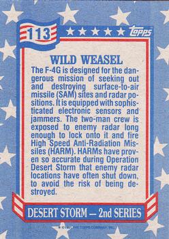 1991 Topps Desert Storm #113 Wild Weasel Back