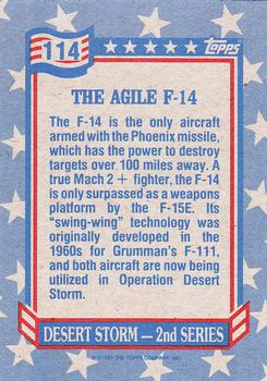 1991 Topps Desert Storm #114 The Agile F-14 Back