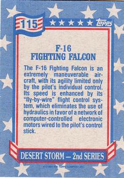 1991 Topps Desert Storm #115 F-16 Fighting Falcon Back