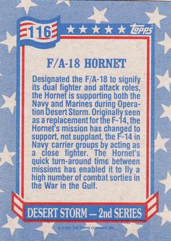 1991 Topps Desert Storm #116 F/A-18 Hornet Back