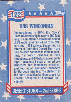 1991 Topps Desert Storm #122 USS Wisconsin Back