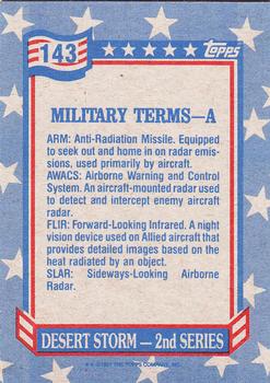 1991 Topps Desert Storm #143 Military Terms - A Back
