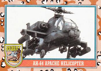1991 Topps Desert Storm #164 AH-64 Apache Helicopter Front