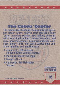 1991 Topps Desert Storm #16 Cobra 'Copter Back