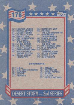 1991 Topps Desert Storm #176 Checklist: 89-176 and Stickers 23-33 Back