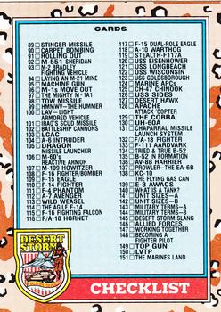 1991 Topps Desert Storm #176 Checklist: 89-176 and Stickers 23-33 Front