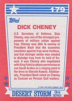 1991 Topps Desert Storm #179 Dick Cheney Back