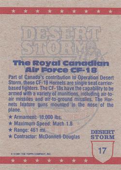 1991 Topps Desert Storm #17 Canadian Air Force CF-18 Back