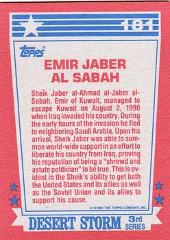 1991 Topps Desert Storm #181 Emir Jaber al Sabah Back