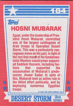 1991 Topps Desert Storm #184 Hosni Mubarak Back
