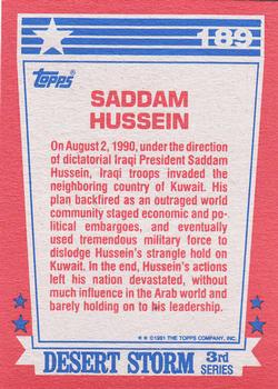 1991 Topps Desert Storm #189 Saddam Hussein Back