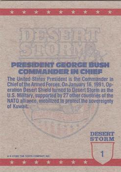 1991 Topps Desert Storm #1 The Commander in Chief Back