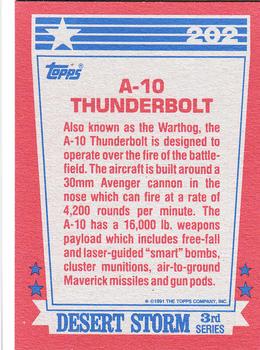 1991 Topps Desert Storm #202 A-10 Thunderbolt Back