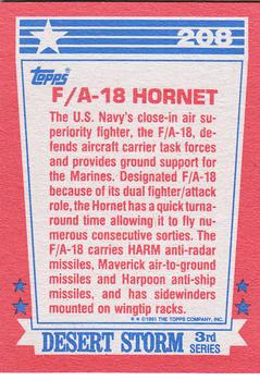 1991 Topps Desert Storm #208 F/A-18 Hornet Back