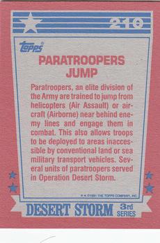 1991 Topps Desert Storm #210 Paratroopers Jump Back