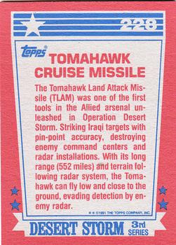 1991 Topps Desert Storm #228 Tomahawk Cruise Missile Back