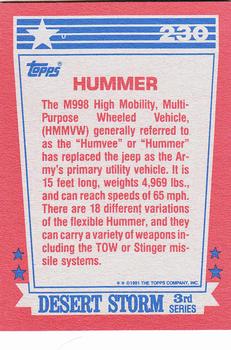 1991 Topps Desert Storm #230 Hummer Back
