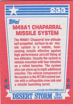 1991 Topps Desert Storm #233 M48A1 Chaparral Missile System Back