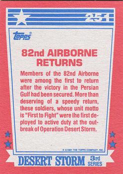1991 Topps Desert Storm #251 82nd Airborne Returns Back