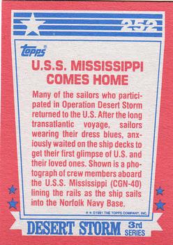 1991 Topps Desert Storm #252 USS Mississippi Comes Home Back