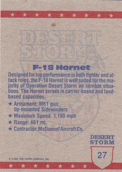 1991 Topps Desert Storm #27 Flying High - The F-18 Back