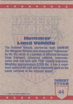 1991 Topps Desert Storm #44 Hummer Land Vehicle Back