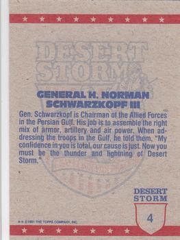 1991 Topps Desert Storm #4 General H. Norman Schwarzkopf Back