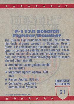 1991 Topps Desert Storm #21 F-117A Stealth Back