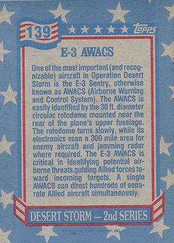 1991 Topps Desert Storm #139 E-3 AWACS Back