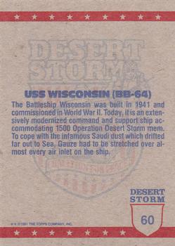 1991 Topps Desert Storm #60 USS Wisconsin Back