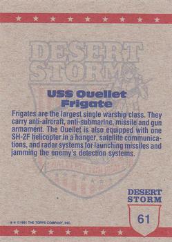 1991 Topps Desert Storm #61 USS Ouellet Frigate Back