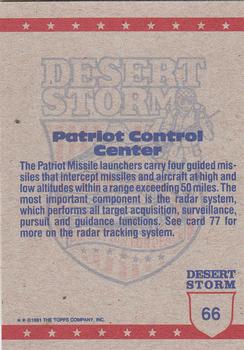 1991 Topps Desert Storm #66 Patriot Control Center Back