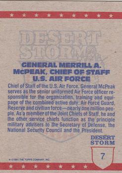 1991 Topps Desert Storm #7 General Merrill A. McPeak Back