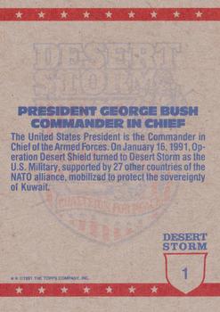 1991 Topps Desert Storm #1 The Commander in Chief Back