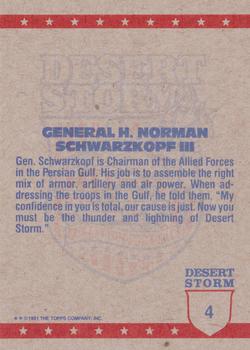 1991 Topps Desert Storm #4 General H. Norman Schwarzkopf Back