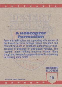 1991 Topps Desert Storm #15 Helicopter Formation Back