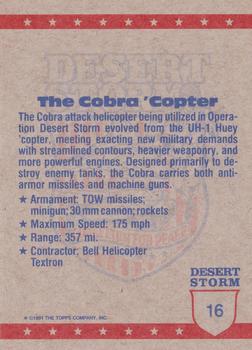 1991 Topps Desert Storm #16 Cobra 'Copter Back