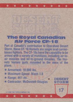 1991 Topps Desert Storm #17 Canadian Air Force CF-18 Back