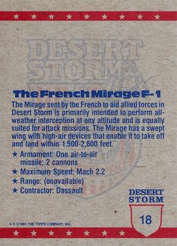 1991 Topps Desert Storm #18 French Mirage Fighter Back