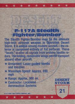 1991 Topps Desert Storm #21 F-117A Stealth Back