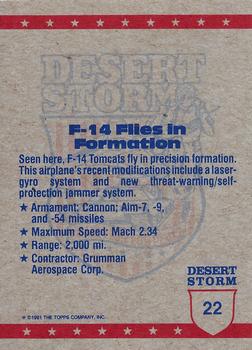1991 Topps Desert Storm #22 F-14 Flies in Formation Back