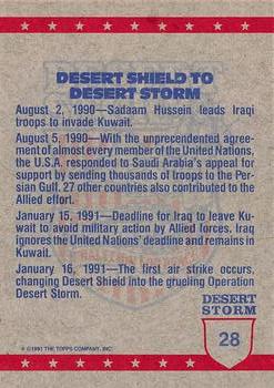 1991 Topps Desert Storm #28 Taking Off in an F-18 Back