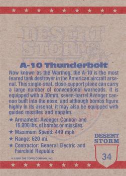 1991 Topps Desert Storm #34 A-10s in Formation Back